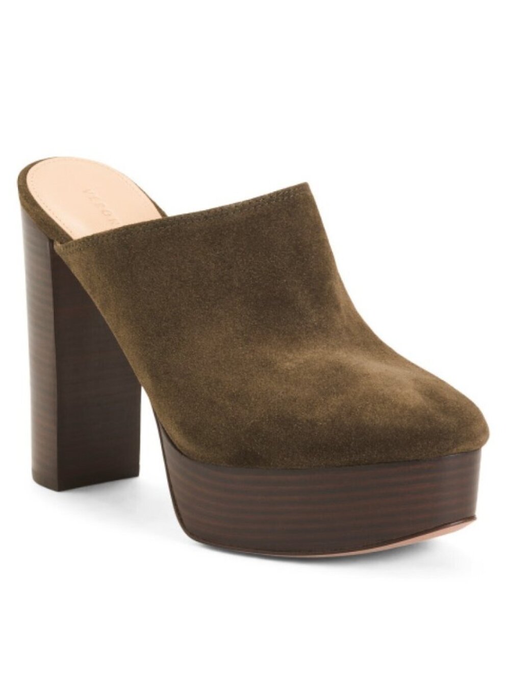 Veronica Beard Maren Womens Suede Mules Clogs Heel Platform Sandals Olive Size 9